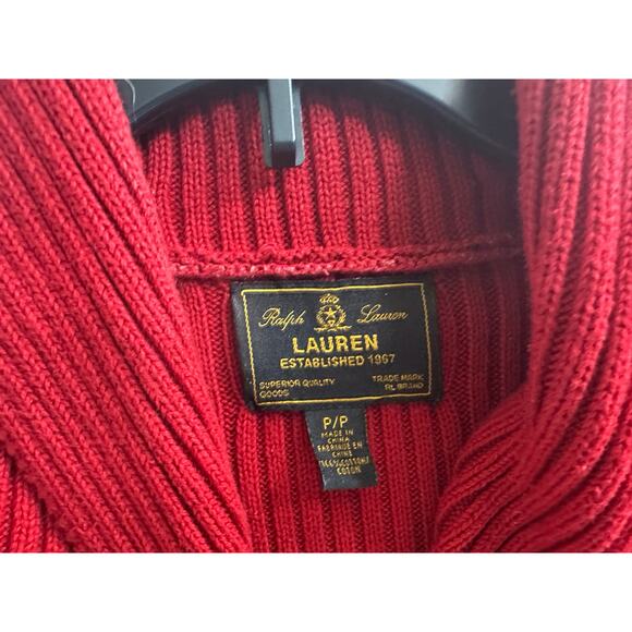 Vintage Lauren Ralph Lauren Red Sweater top 100% Cotton Women's Petite Small P/P - Picture 5 of 8